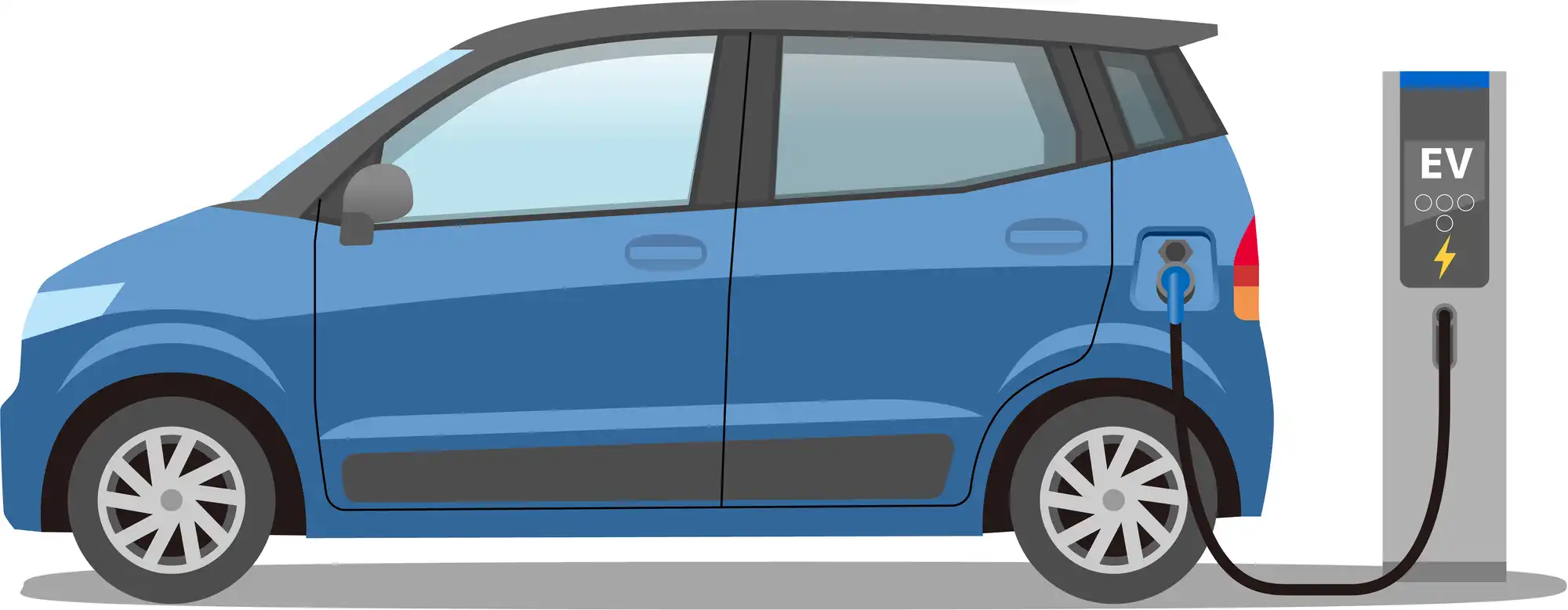 充電中のEV車イラスト