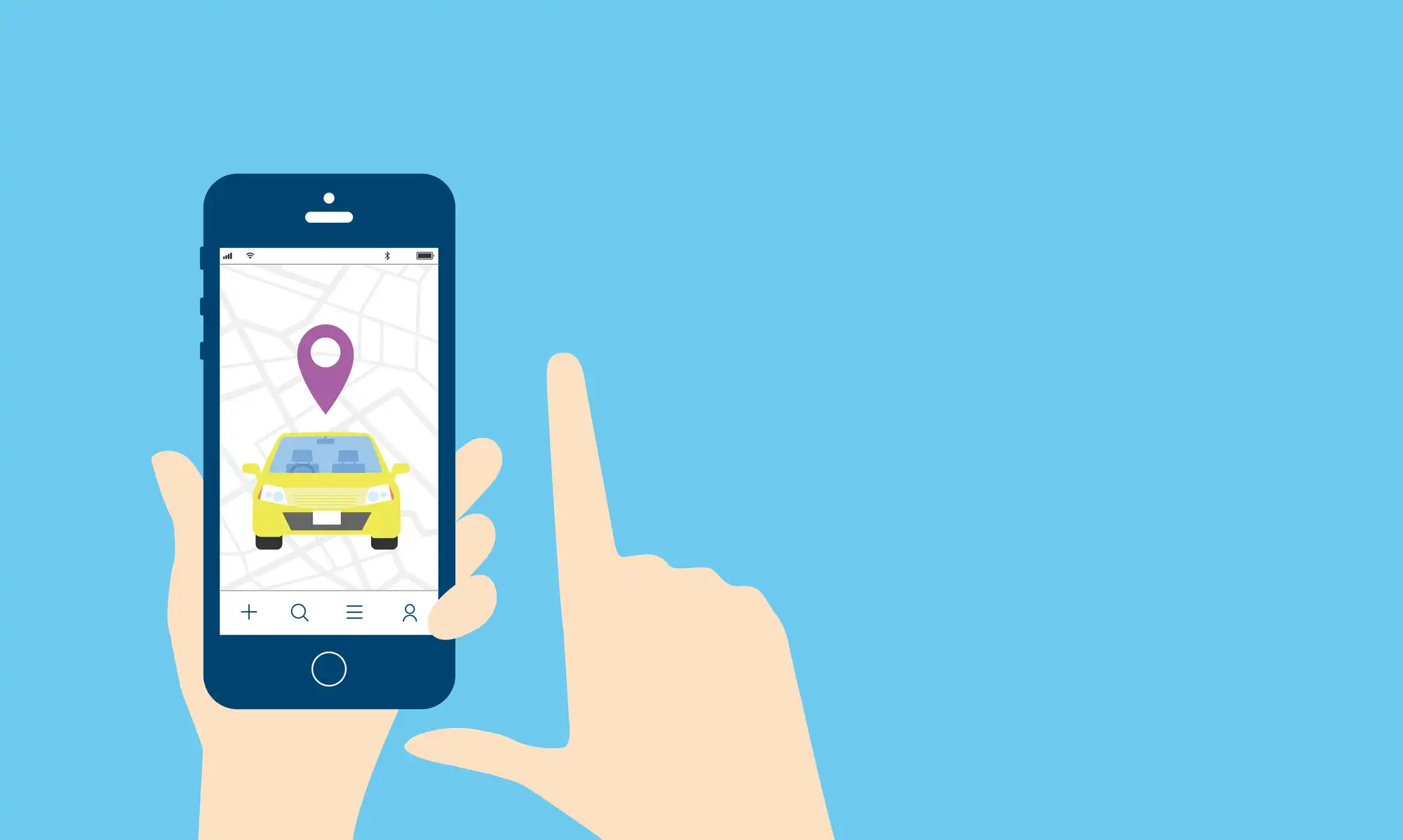 スマホで位置情報を共有する様子のイラスト