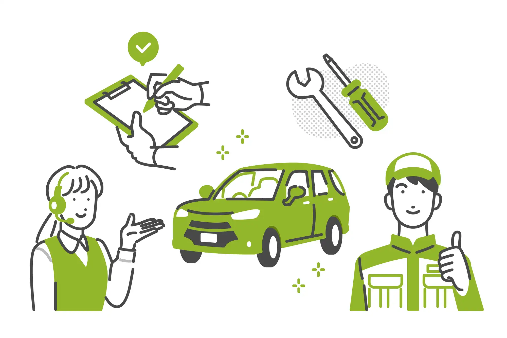 ロードサービス全般を表したイラスト