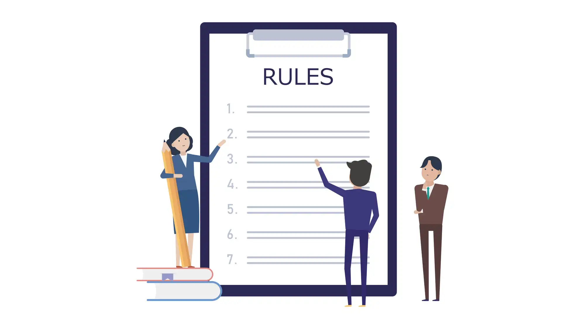 バインダーに挟まれたルールと書かれた用紙