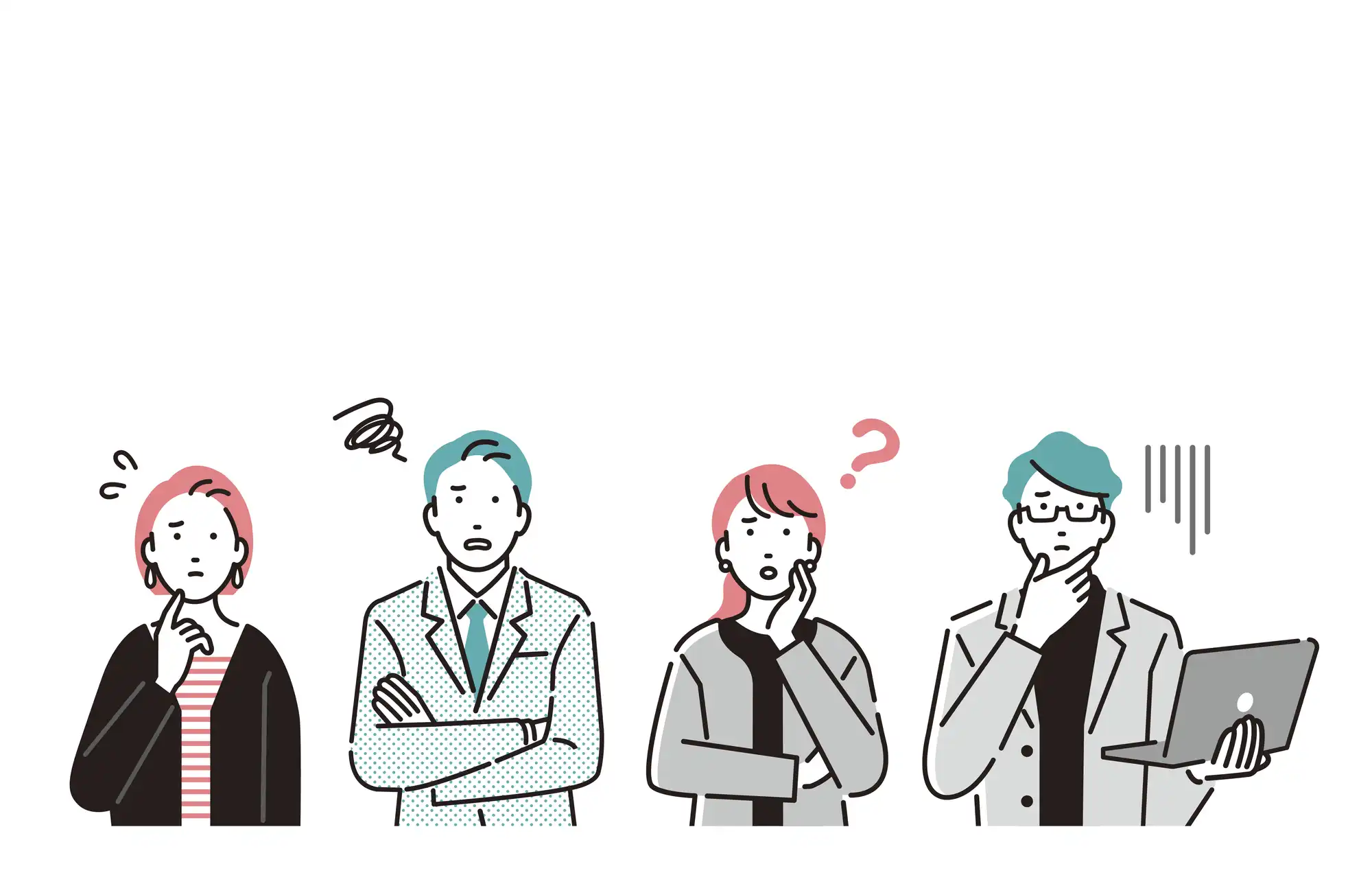 困惑した男女のイラスト