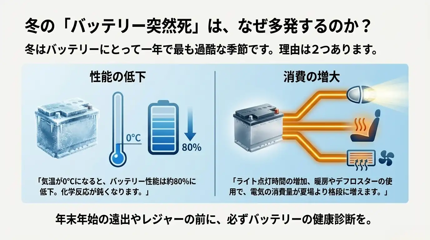 冬場のバッテリー管理：気温低下がアイドリングストップ車に与える影響
