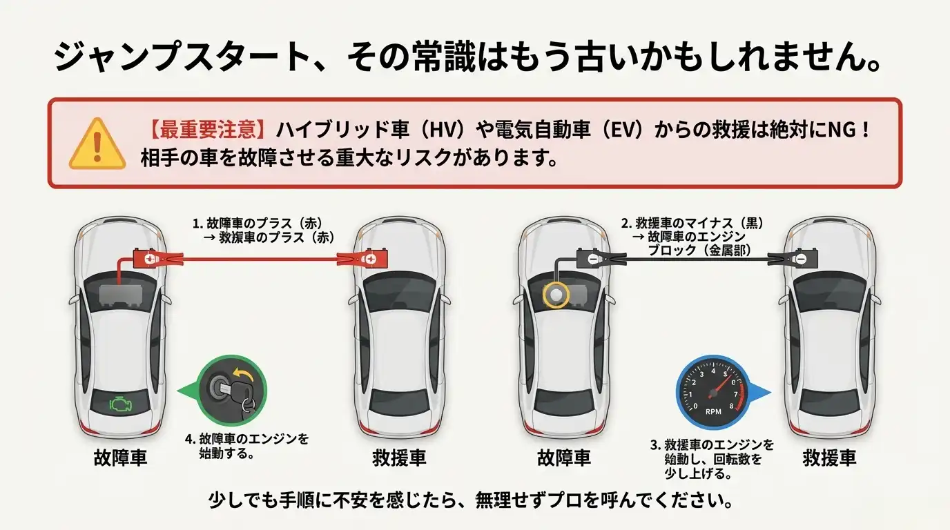 ジャンプスタートの安全な手順