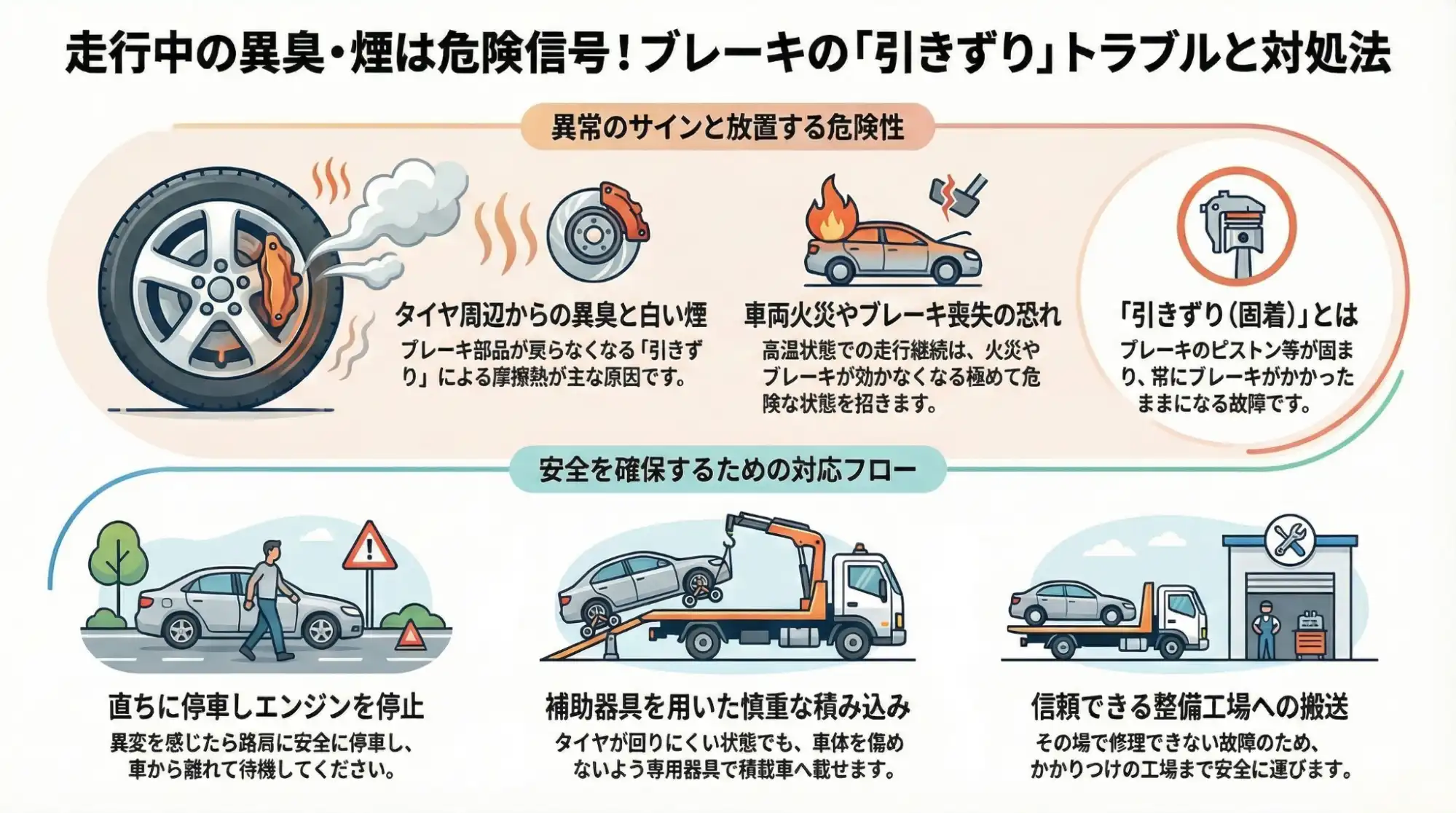 【三重県鈴鹿市平田町】買い物帰りにブレーキから異臭と煙…シエンタを夜間整備工場へ搬送