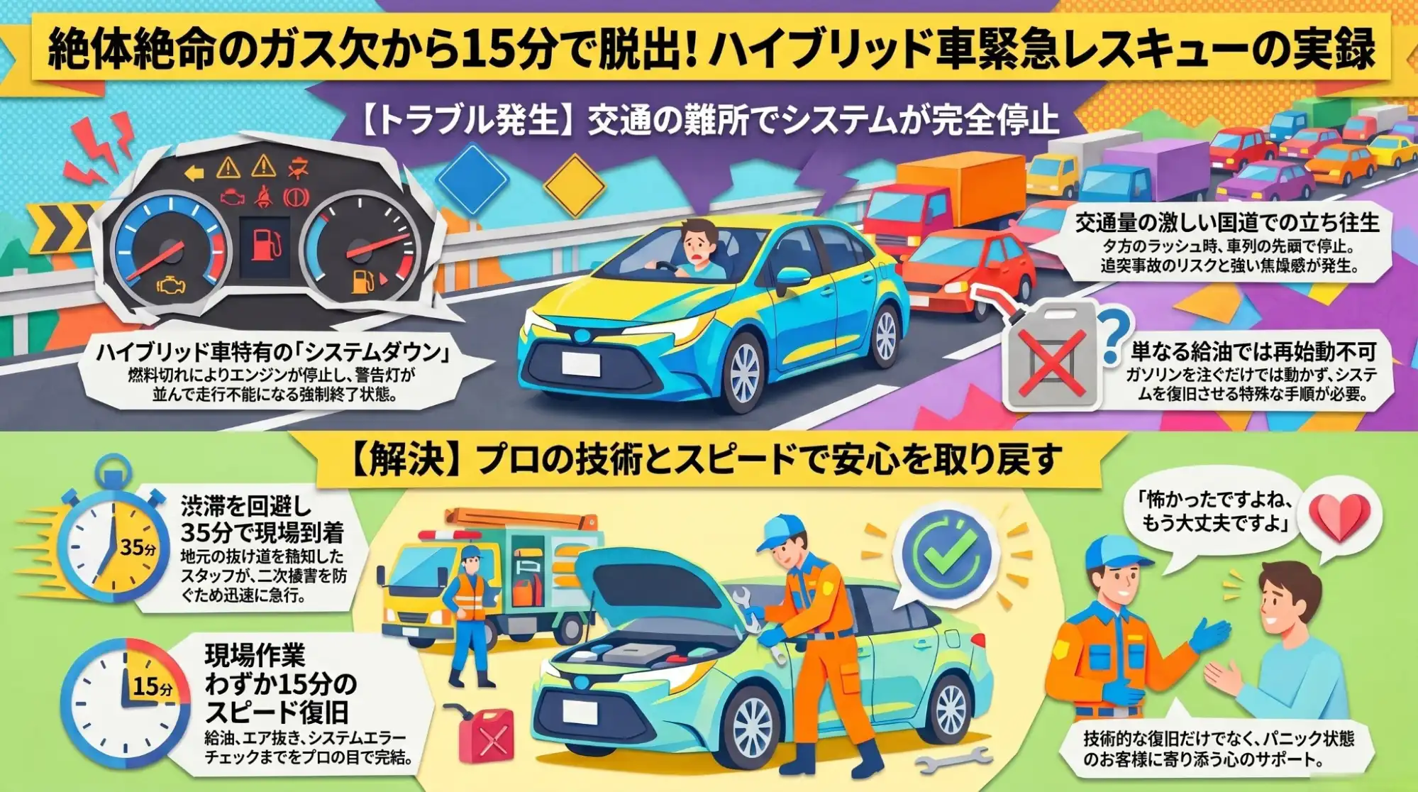 【三重県津市高茶屋】夕刻の国道23号でカローラツーリングが沈黙。ハイブリッド車特有のガス欠症状を現場給油で解消
